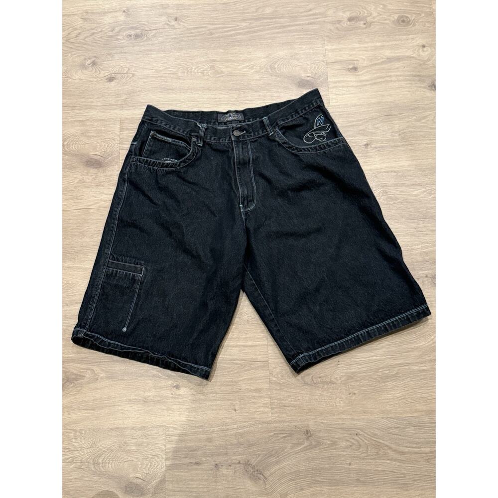 Vintage Noiz Boiz Embroidered Jeans Shorts Men’s 40x13 Black Hip Hop Baggy